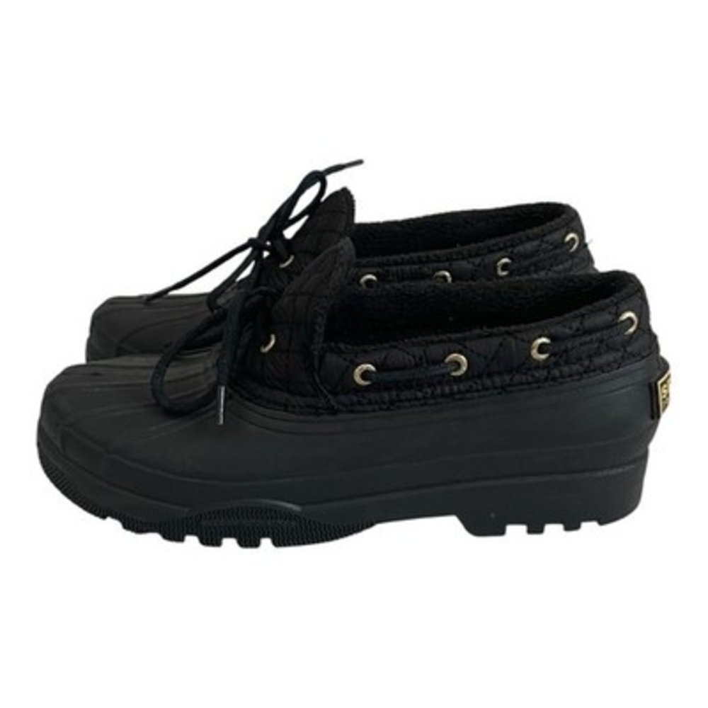 Sperry Top Sider Black Quilted Duck Boots Waterproof Rubber Womens 7.5 VG - Picture 3 of 8